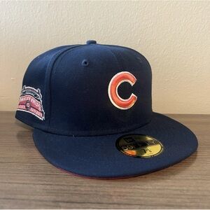 Chicago Cubs Wrigley Field 100 Years Patch Infrared Pink UV Fitted Hat 7 1/8 NWT